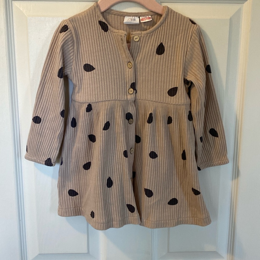 Zara kids.  Baby size 18-24months light brown. Dress